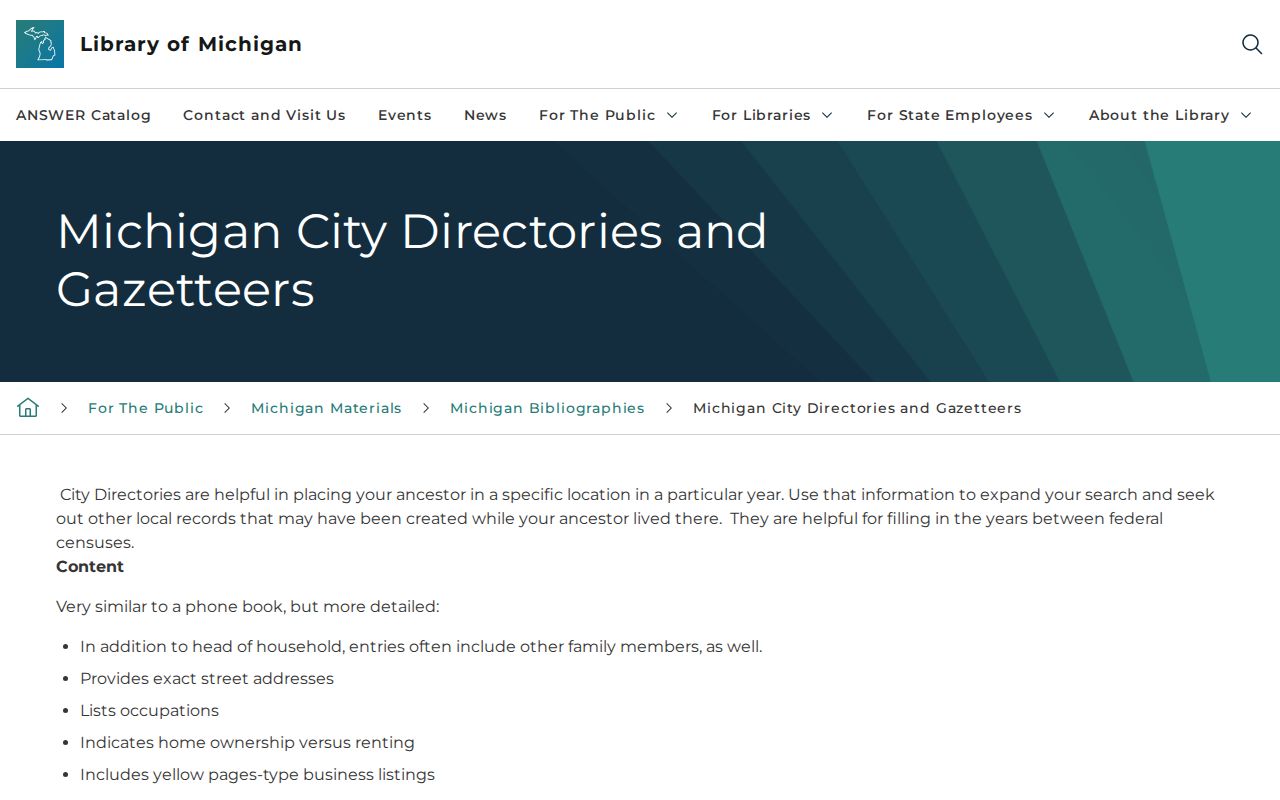 Georgetown Township city directory collections at the Library of Michigan