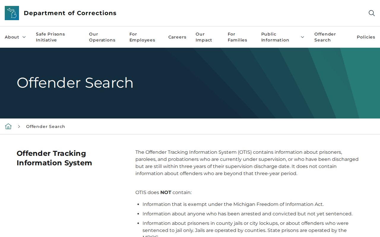 Georgetown Township resident lookup using Michigan OTIS official search
